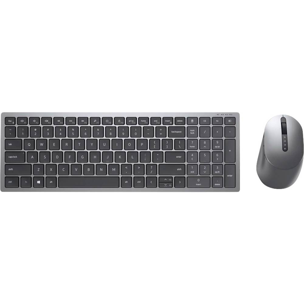 Image of Dell KM7120W BluetoothÂ® Wi-Fi Keyboard and mouse set German QWERTZ Grey (metallic) Black