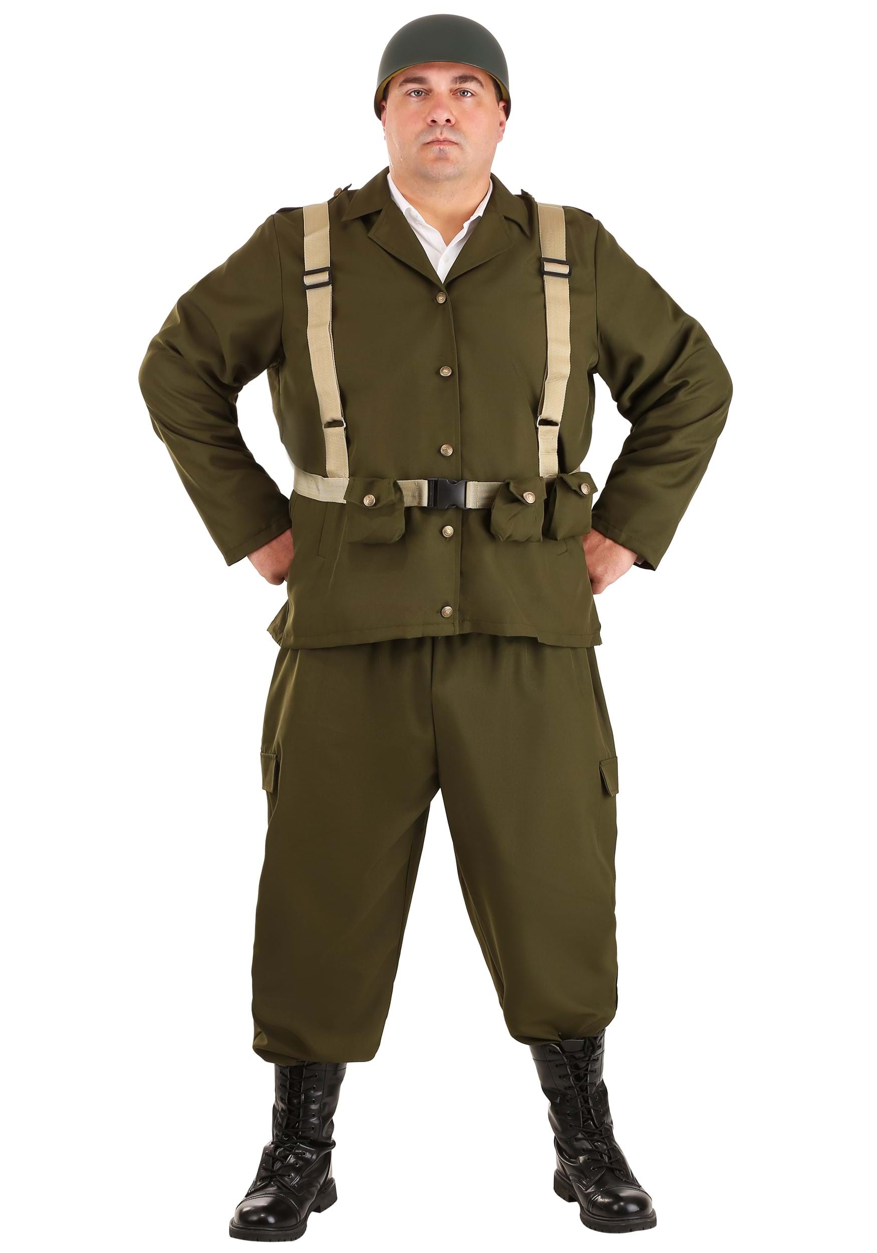 Image of Deluxe Plus Size WW2 Soldier Costume for Men ID FUN0185PL-2X