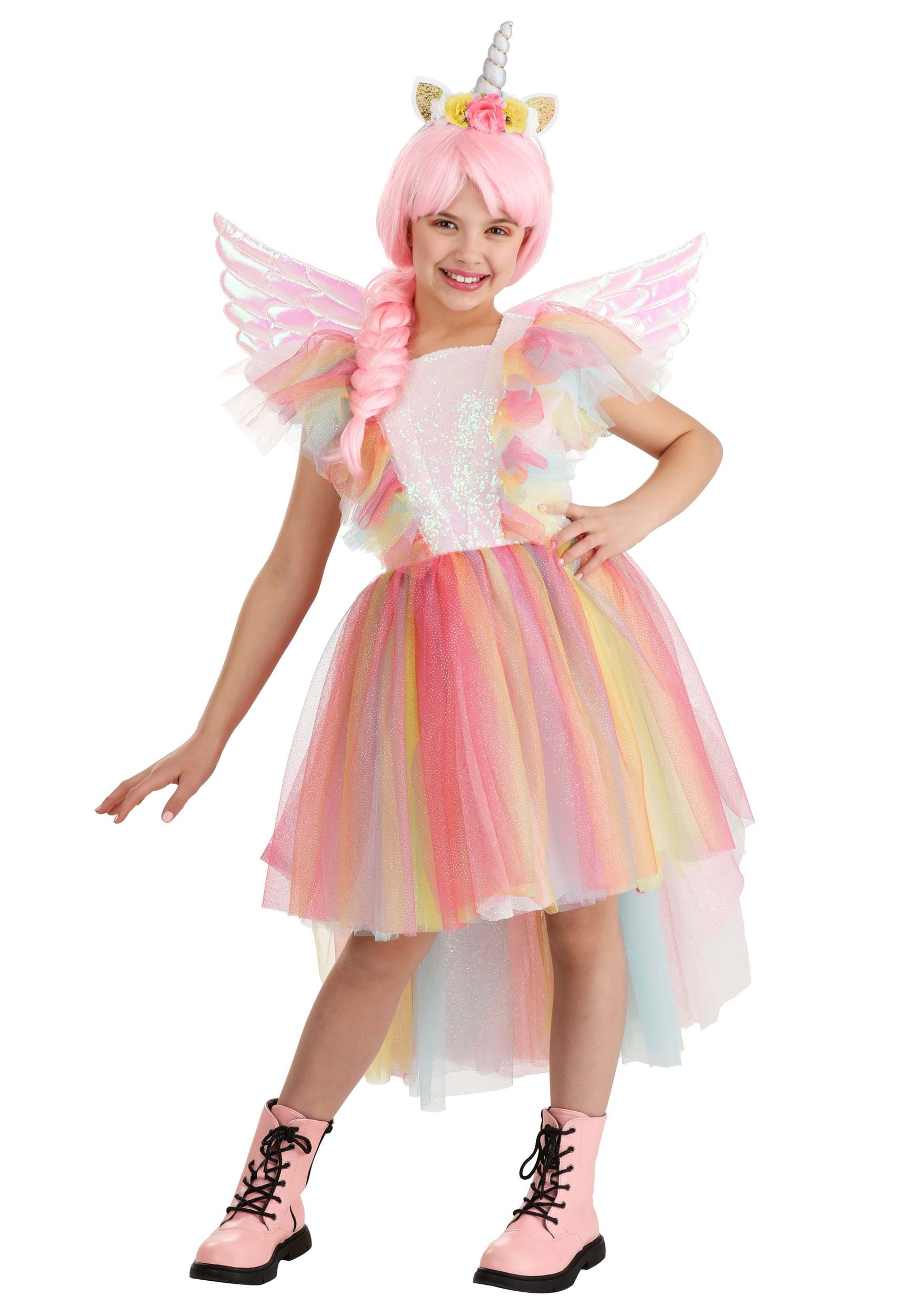 Image of Deluxe Winged Unicorn Girl's Costume ID FUN3949CH-S