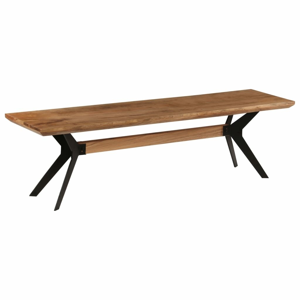 Image of Dining Bench Solid Acacia Wood and Steel 63"x157"x177"