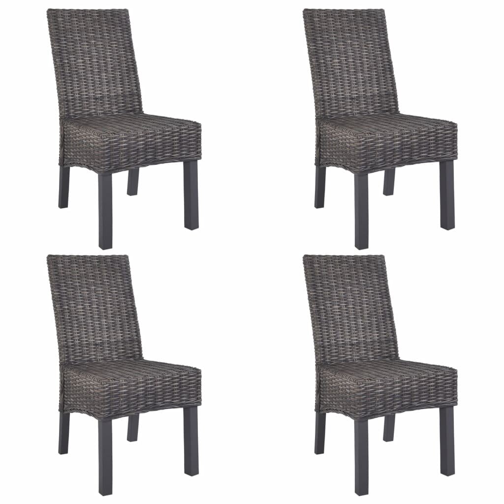 Image of Dining Chairs 4 pcs Brown Kubu Rattan and Mango Wood (2x246655)