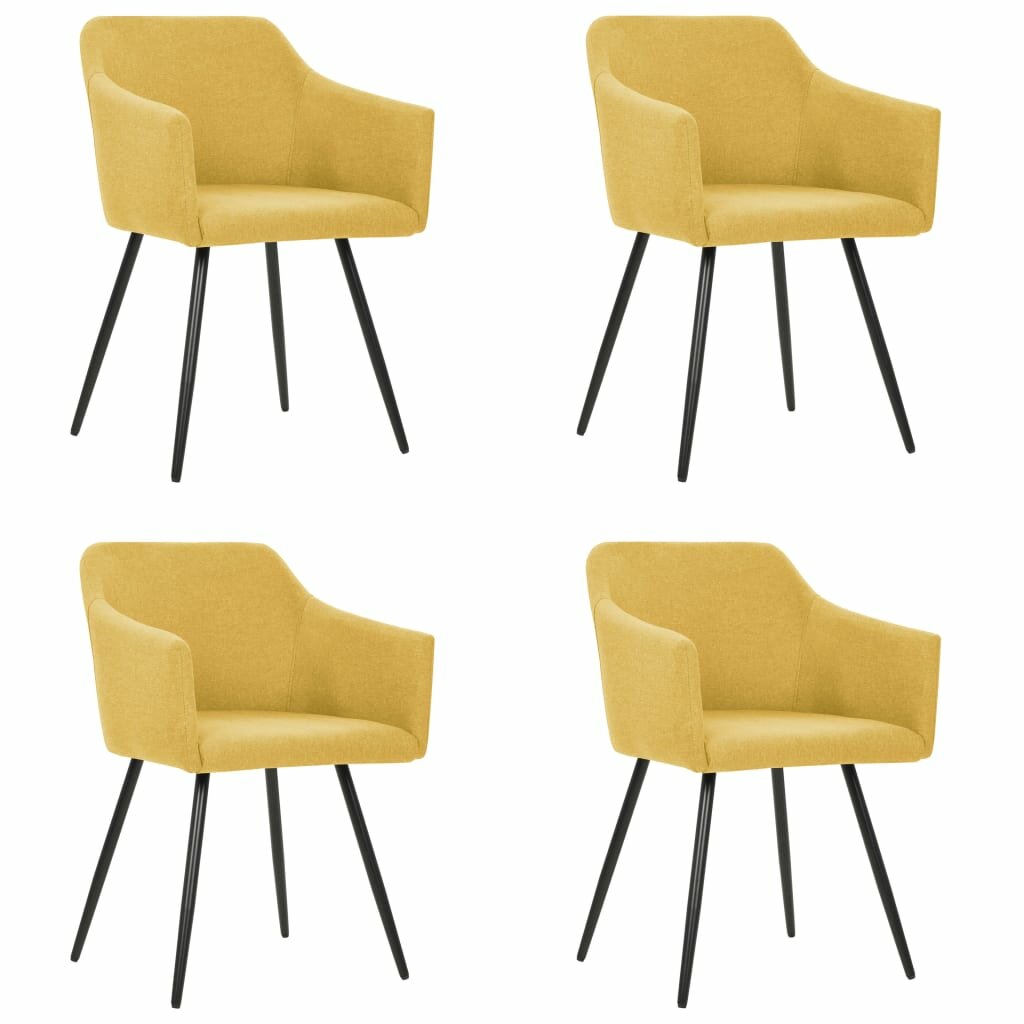 Image of Dining Chairs 4 pcs Yellow Fabric
