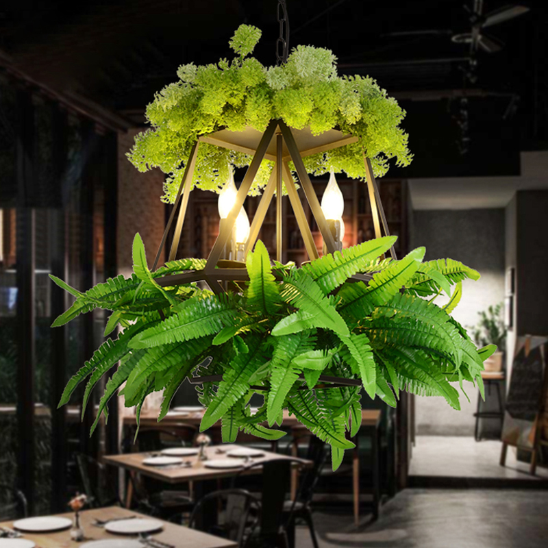 Image of Dining Room Living Decoration Pendant Lamps Bar Theme Music Restaurant Cafe Green Plant Pendant Light Commercial Industrial Hanging Lamp