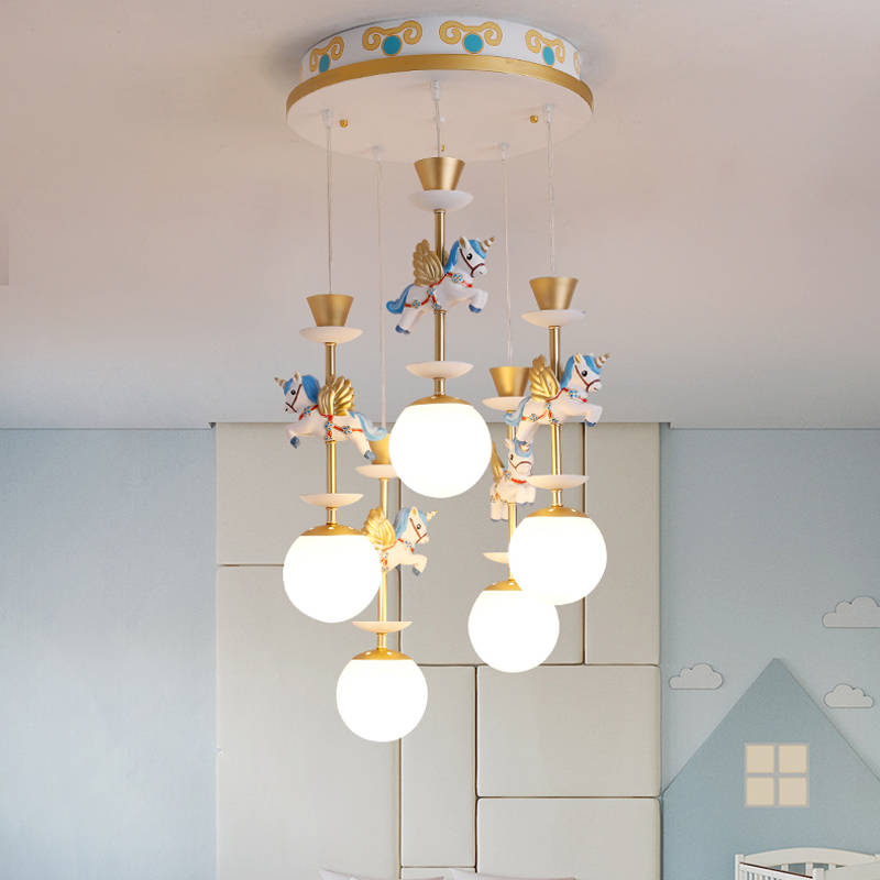 Image of Dining Room Nordic Cartoon Pegasus Hanging Lamp Children&#039s Baby Bedroom Pendant Lamps Kindergarten Playground Led Pendant Lights