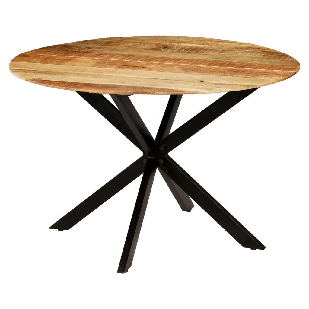 Image of Dining table 120x77 cm solid raw mango wood and steel