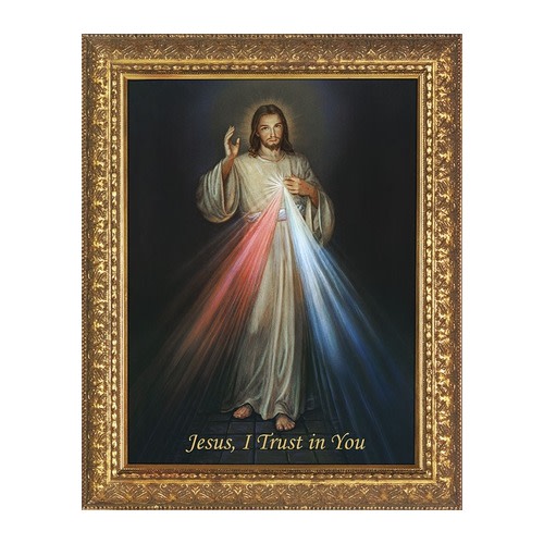 Image of Divine Mercy On Canvas with Ornate Gold Frame