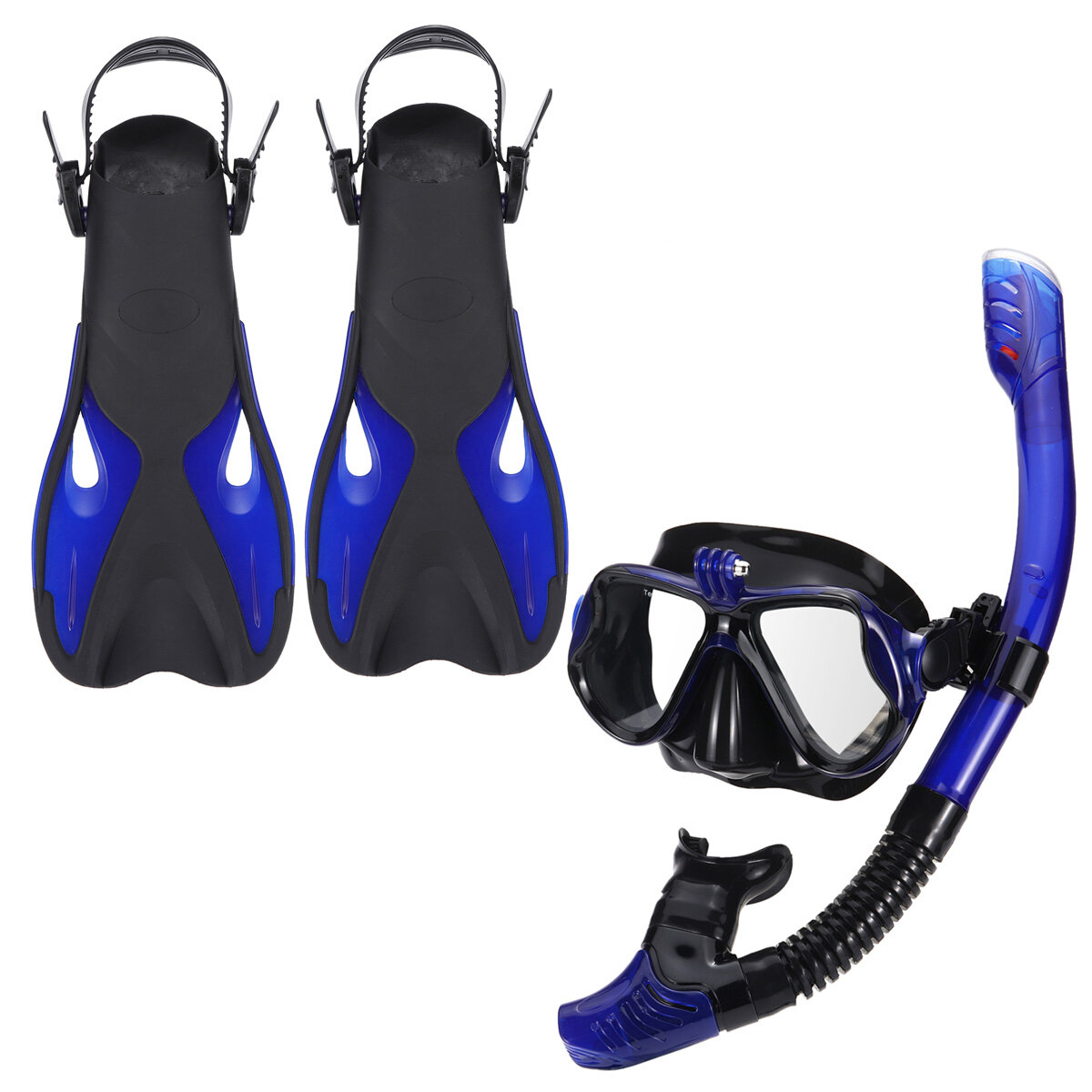 Image of Diving Snorkeling Mask Set Diving Fins Waterproof Goggles Unisex Women Men Breath Tube Adults Scuba Snorkeling Swimming