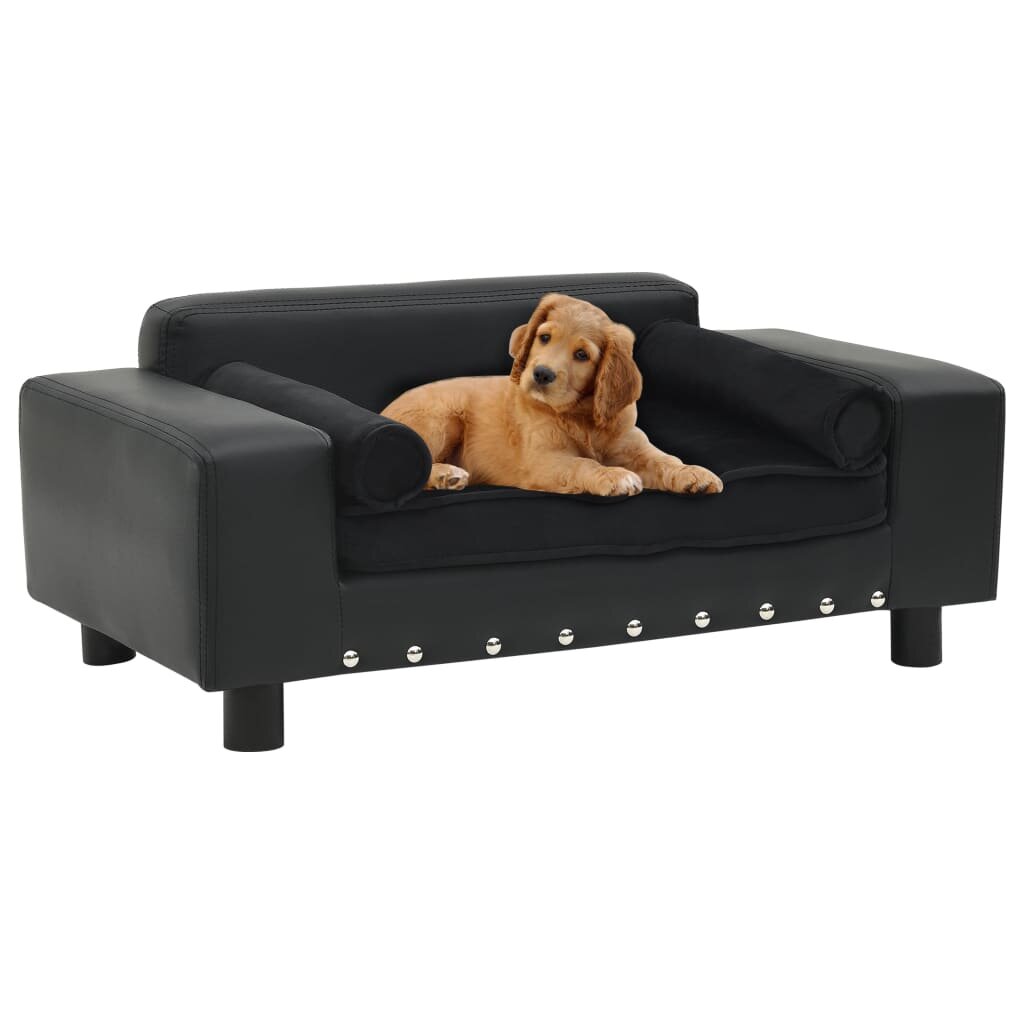 Image of Dog Sofa Black 319"x169"x122" Plush and Faux Leather