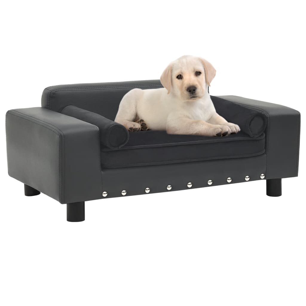 Image of Dog Sofa Dark Gray 319"x169"x122" Plush and Faux Leather