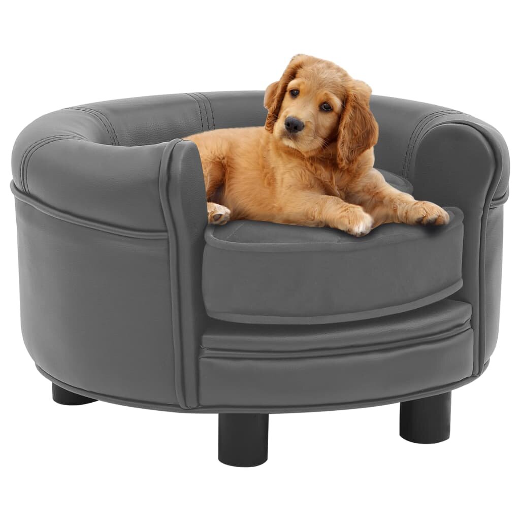 Image of Dog Sofa Gray 189"x189"x126" Plush and Faux Leather