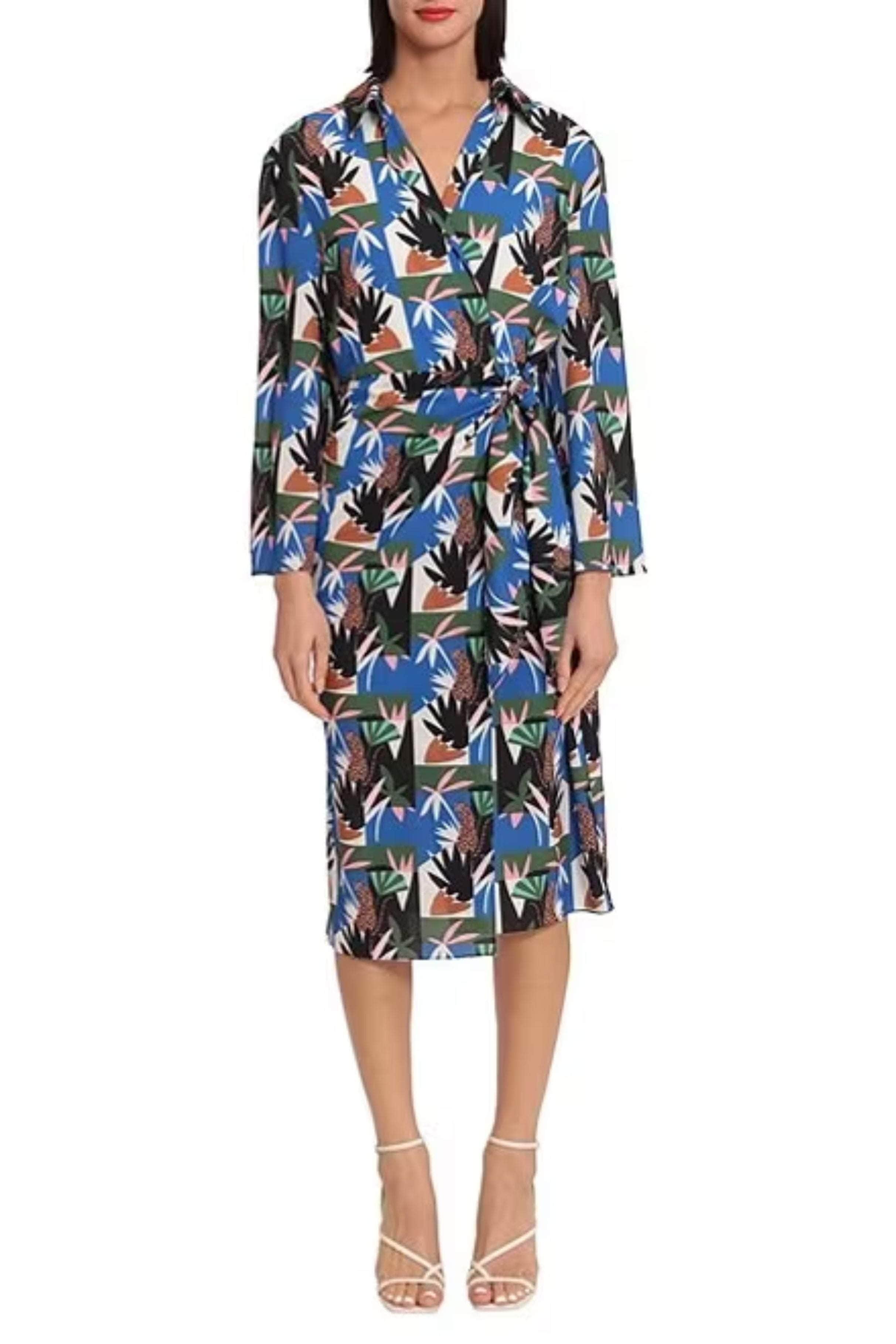 Image of Donna Morgan D8248M - Jungle Print Long Sleeve Casual Dress