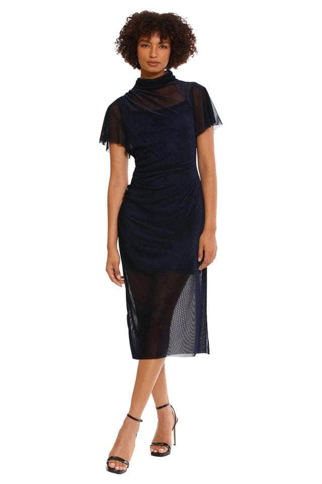Image of Donna Morgan D9159M - Ruched Illusion High Neck Evening Dress