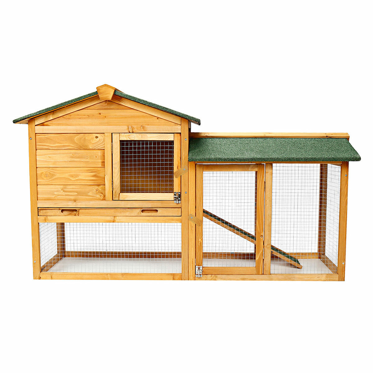 Image of Double Layer Rabbit Wooden Cage Large Shelter Pet Hutch Cage 147x53x85CM Chicken Coop Hen Guinea Pig House