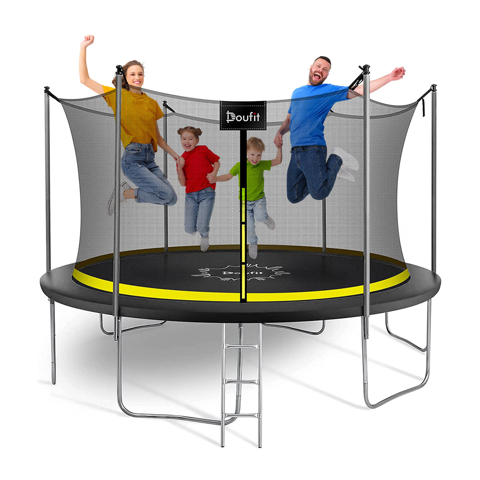 Image of Doufit 12FT Trampoline Jumping Exercise Fitness Heavy Duty Re-bounder Bed with Enclosure Net Ladder Outdoor Home Sport