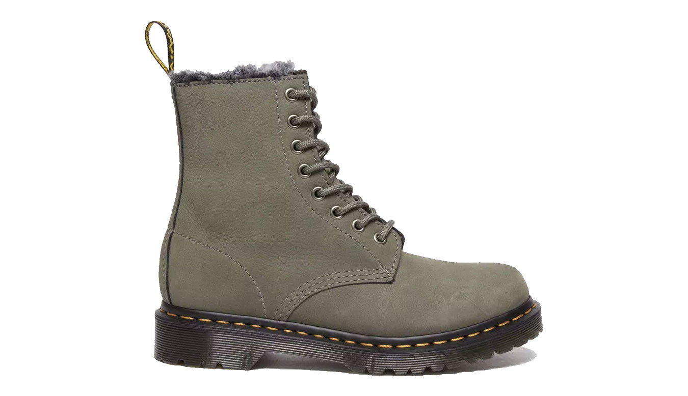 Image of Dr Martens 1460 Serena Faux Fur Lined Nubuck Lace Up Boots RO
