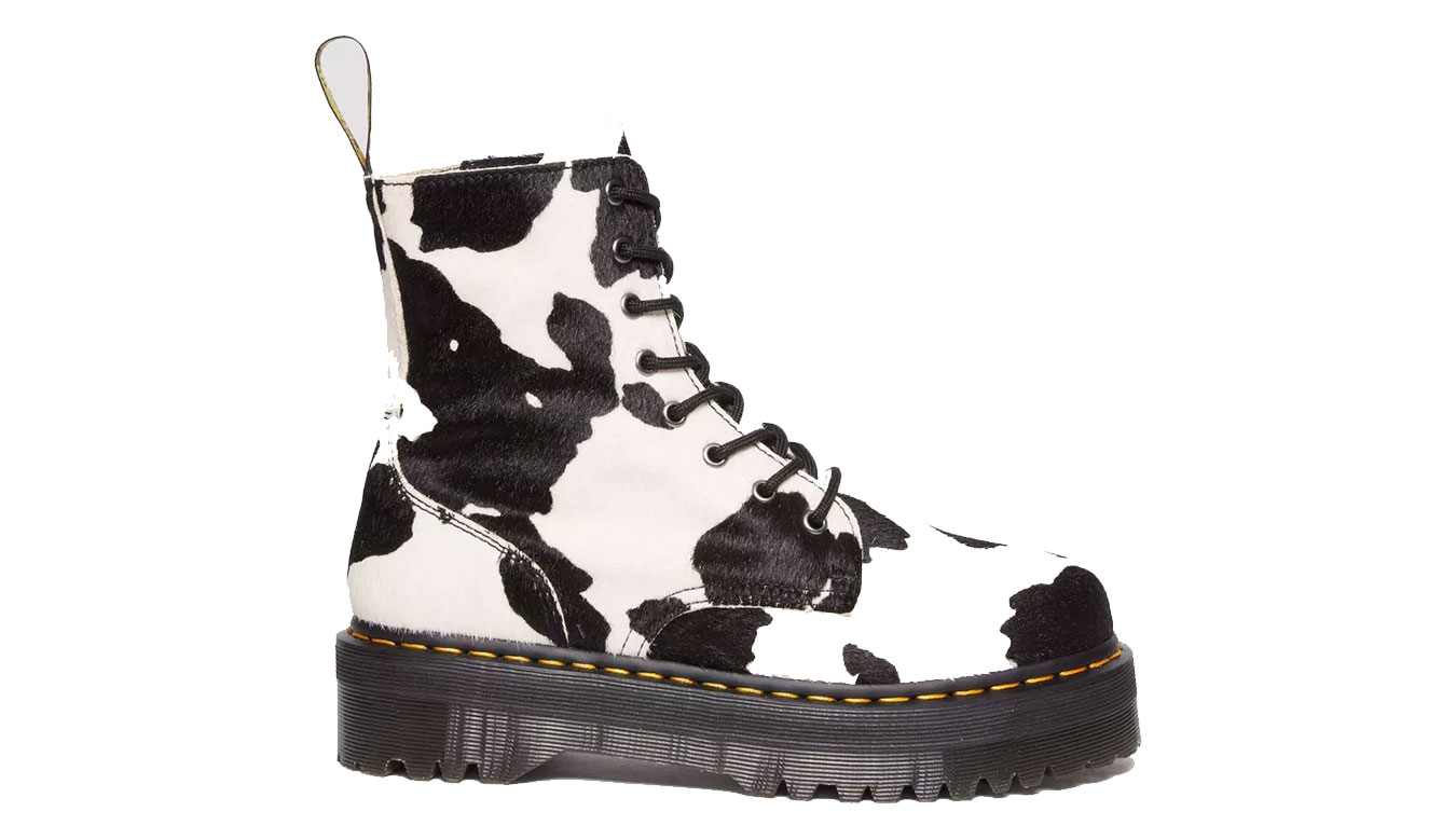 Image of Dr Martens Jadon Boot Hair-On Cow Print Platforms DE