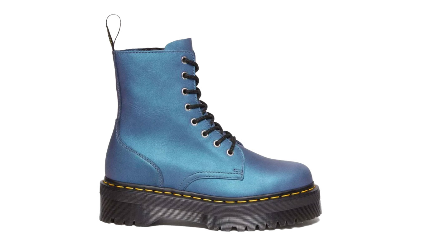 Image of Dr Martens Jadon Deep Blue Leather Platform Boots DE