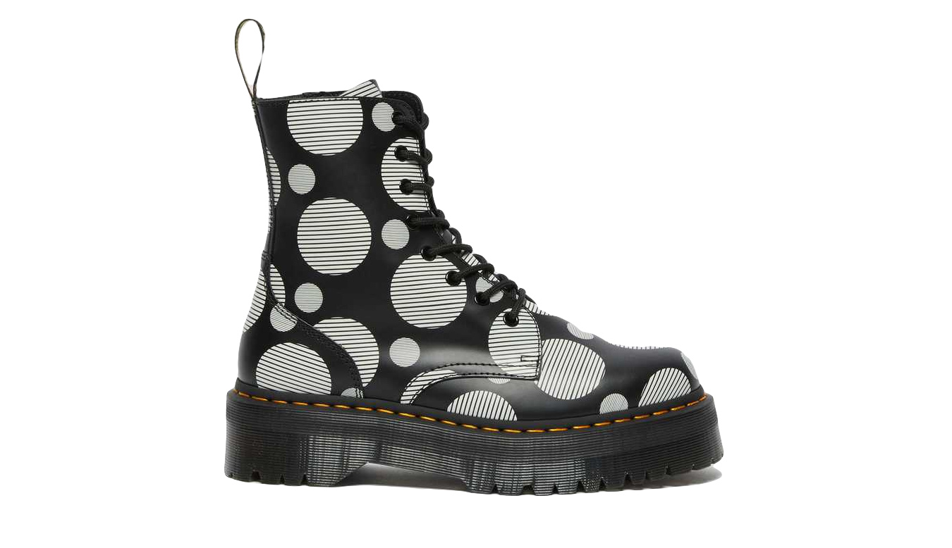 Image of Dr Martens Jadon Polka Dot Smooth Leather Platform Boots CZ