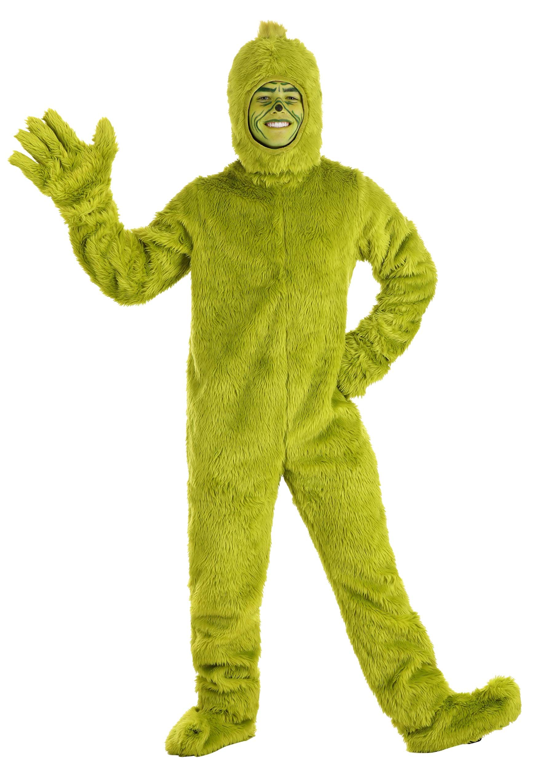 Image of Dr Seuss Open Face Grinch Costume | Adult Grinch Costumes ID EL451331-L
