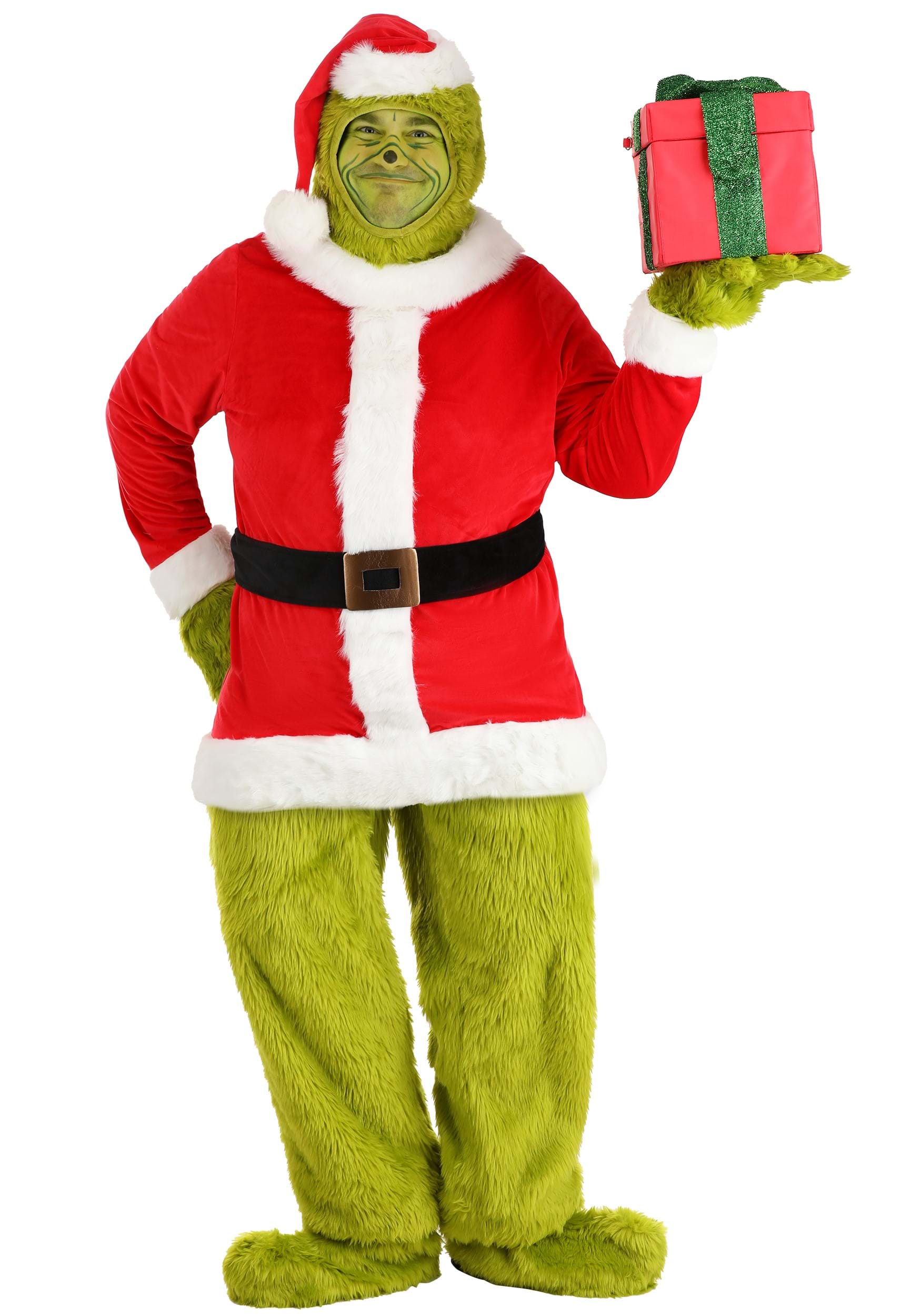 Image of Dr Seuss Plus Size Santa Suit Grinch Open Face Costume ID EL451334-2X