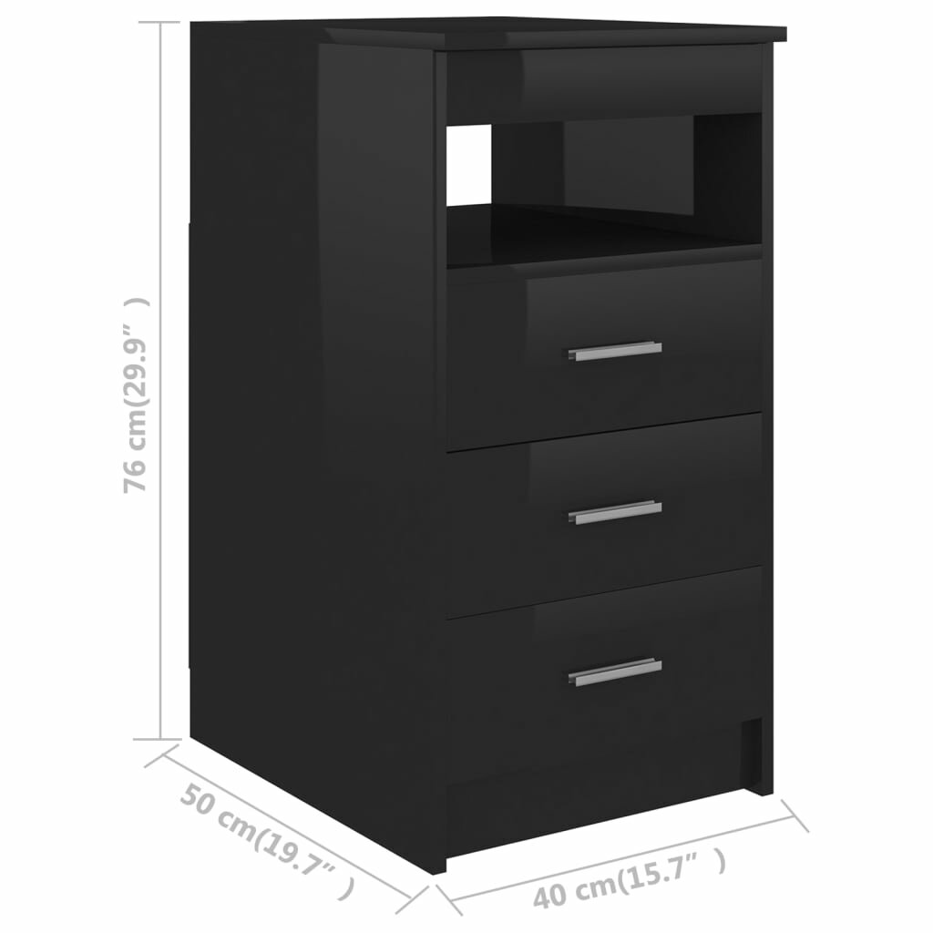 Image of Drawer Cabinet Hign Gloss Black 157"x197"x299" Chipboard