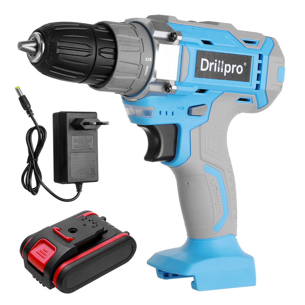 Image of Drillpro 1200rpm 15AH Electric Drill Wood Drilling Screwdriver Woodworking Tool with Battery