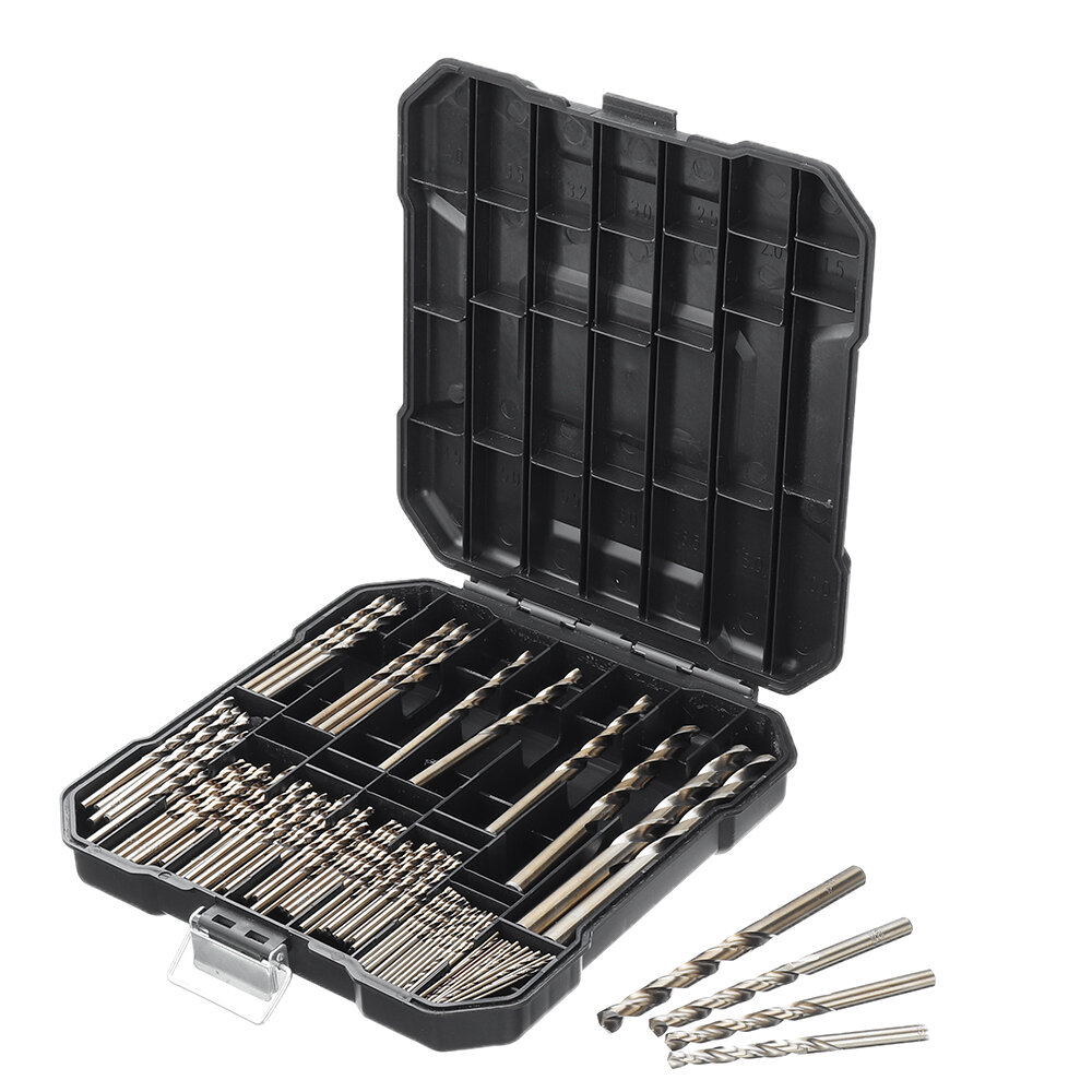 Image of Drillpro 99Pcs M35 Cobalt Drill Bit Set 15-10mm HSS-Co Jobber Length Twist Drill Bits For Stainless Steel Wood Metal Dr
