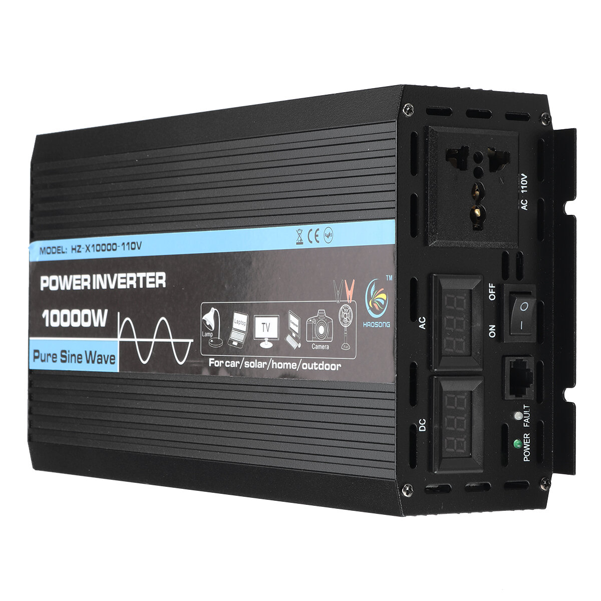 Image of Dual Display 3000W Pure Sine Wave Inverter Car Household Power Inverter DC To AC Converter
