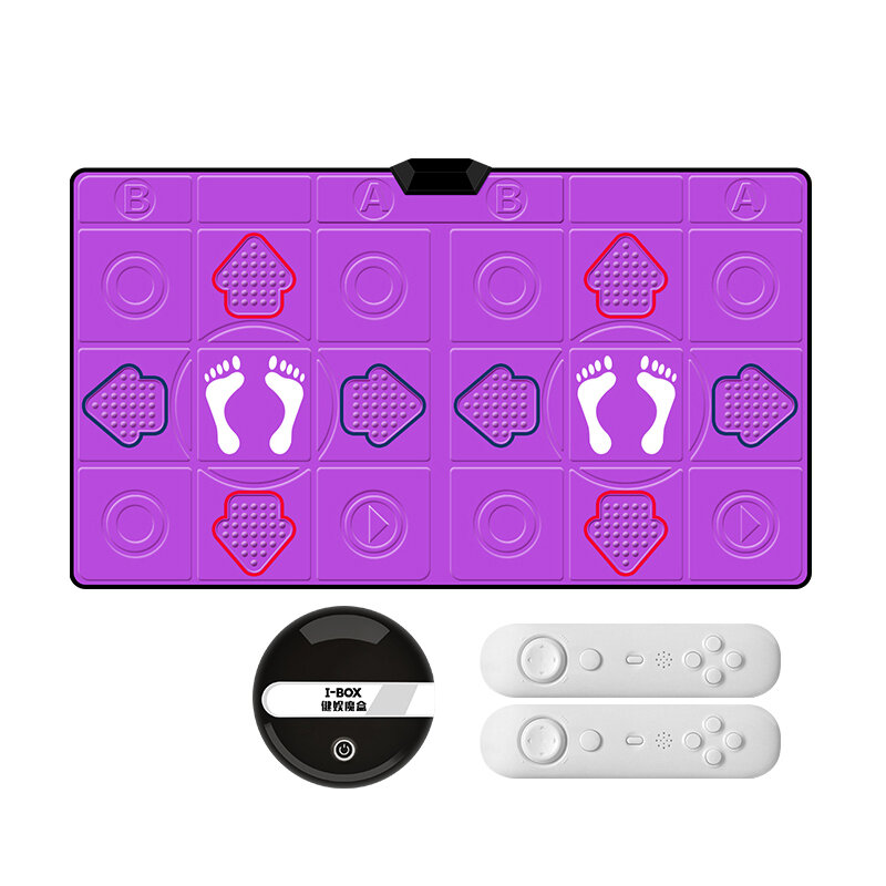 Image of Dual Player Wired Dancing Mat Pad Computer TV Slimming Dance Blanket with Two Somatosensory Gamepad Colored Lights Versi