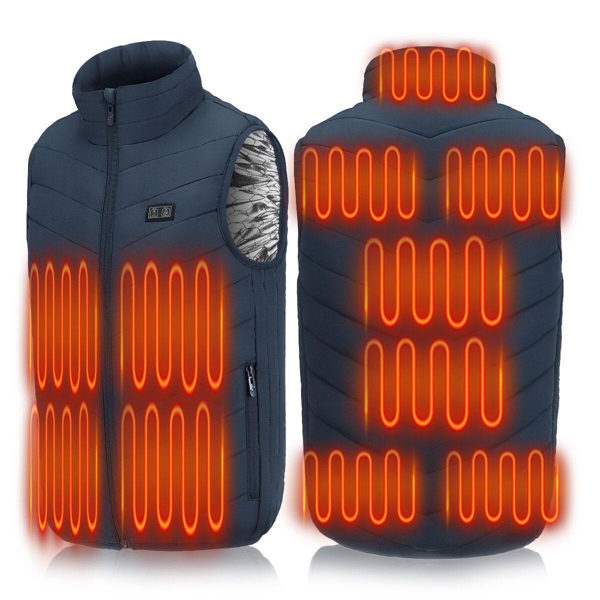 Image of Dual-control 11-zone Graphene Smart Heating Vest Usb Heating Short Sleeve