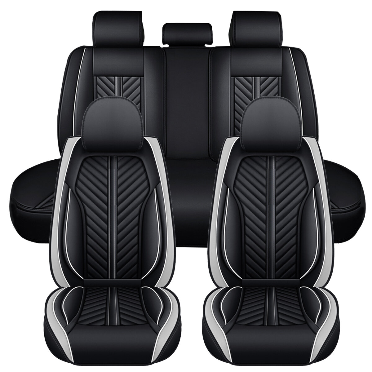 Image of ELUTO 5D 5 Seats PU Leather Full set Car Seat Covers Universal Seat Cushion Pad Mad protector