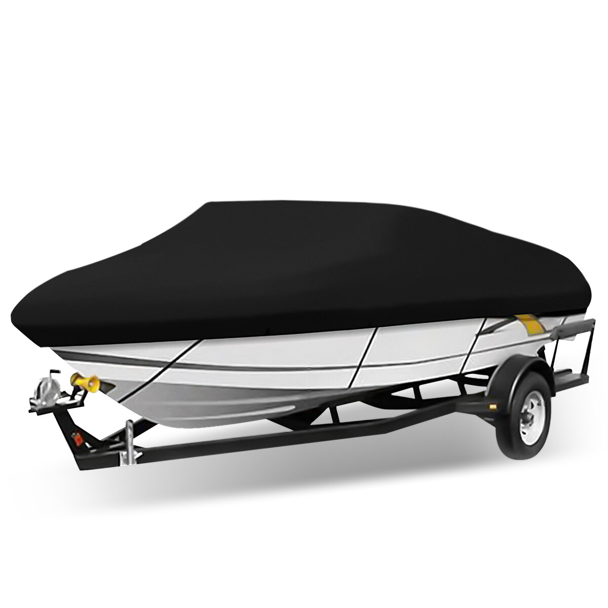 Image of ELuto 11-13ft 14-16ft 17-19ft 20-22ft V-shape Boat Cover Waterproof UV-Protected Heavy Duty 210D Trailerable Canvas Blac