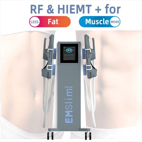 Image of EN 826025156 ems muscle stimulator electromagnetic body shaping emslim nova hi-emt with rf muscle trainer slimming machine 4 handles for arms and thigh f