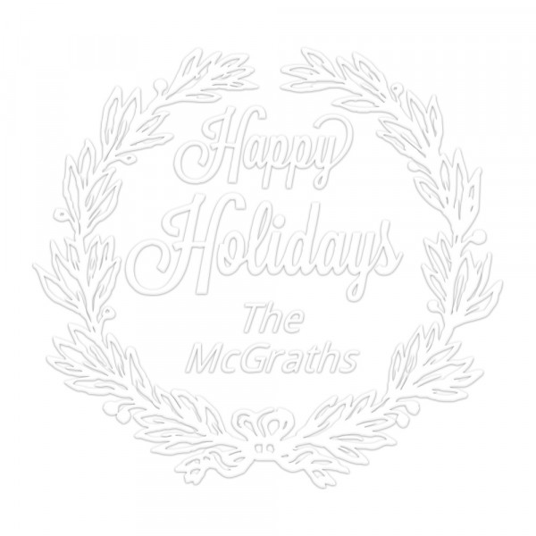 Image of EN MSEAL14L Happy Holidays Wreath Round Monogram Seal