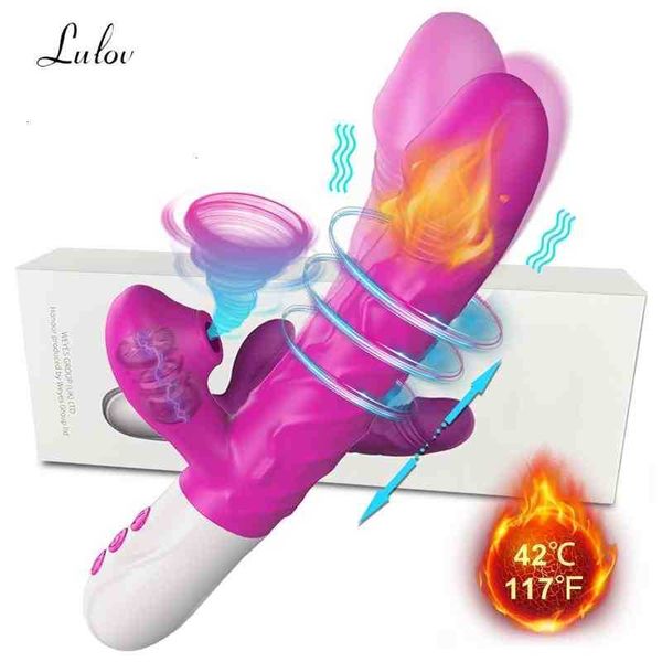 Image of ENH 812670027 toy massager sucking thrusting rabbit vibrator for women clitoris sucker stimulator heating dildo vibrators female toys adults 18