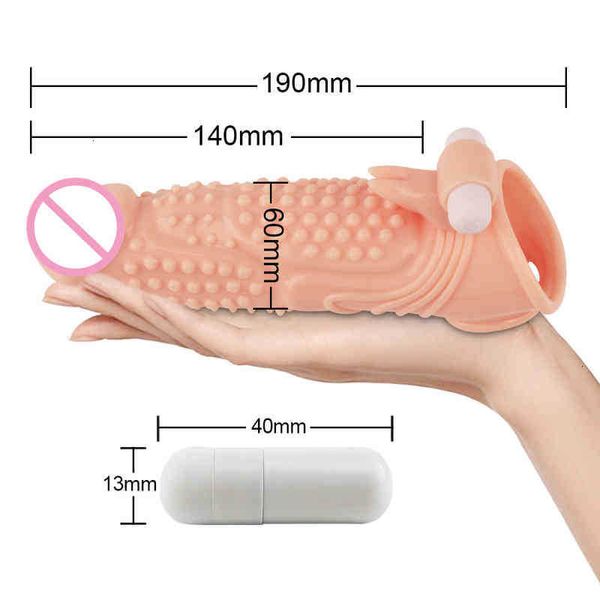 Image of ENH 813855740 toy massager toys massager stretchable double vibrator sleeve imitating penis enlargement for men male cock extender dildo enhancer 2vnz
