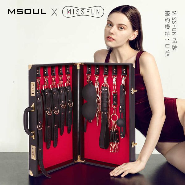 Image of ENH 825113335 toy massager msoul alternative fun tie lina set collar traction handcuffs sp leather racket gift box toys