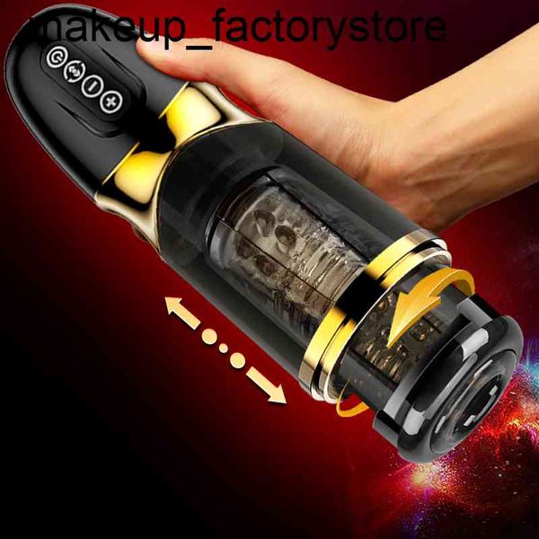 Image of ENH 825984455 toy massager massage automatic telescopic rotation male masturbator cup 10 modes silicone vagina real pussy toys for men delay products