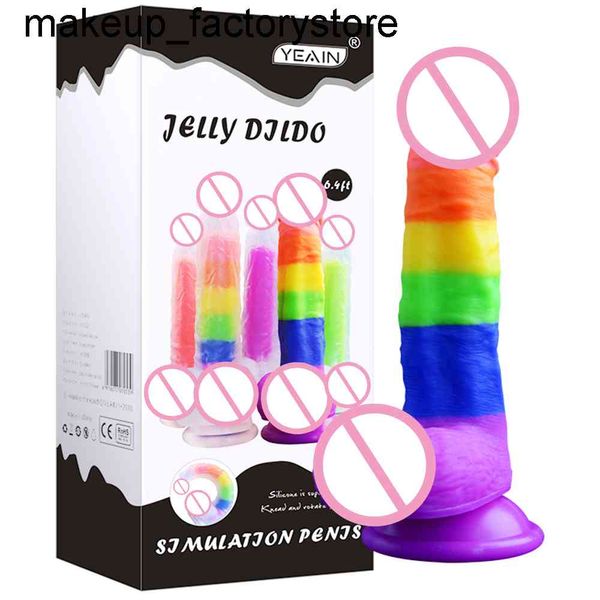 Image of ENH 825984563 toy massager massage liquid silicone dildo colorful toy soft toys s realistic big dick gode vagina jelly penis sexo for women
