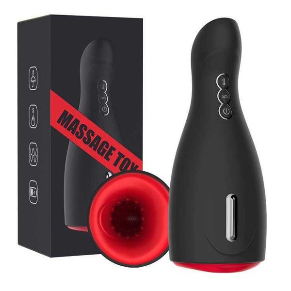 Image of ENH 826159351 toy massager wave fully automatic heating sucking oral cup knight&#039s aircraft men&#039s masturbation telescopic clip penis exerciser