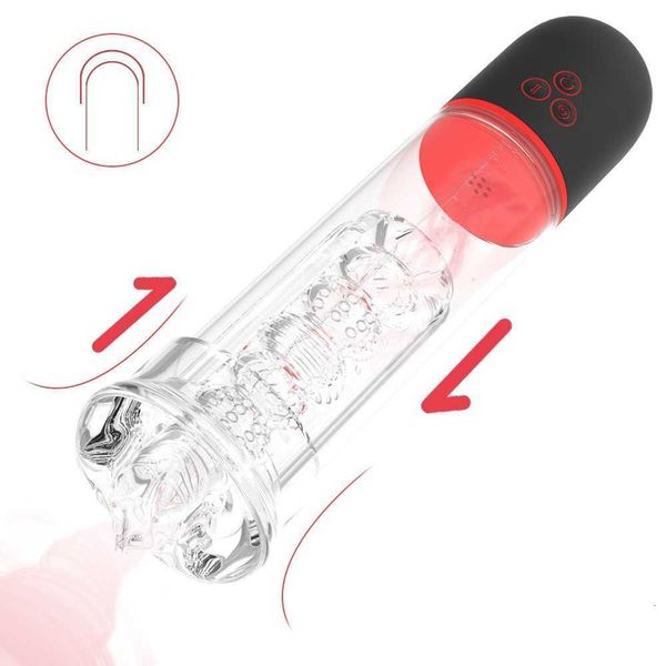 Image of ENH 826160435 toy massager new men&#039s automatic penis trainer full intelligent muscle enhancement multi frequency strong shock suction vacuum aircraft