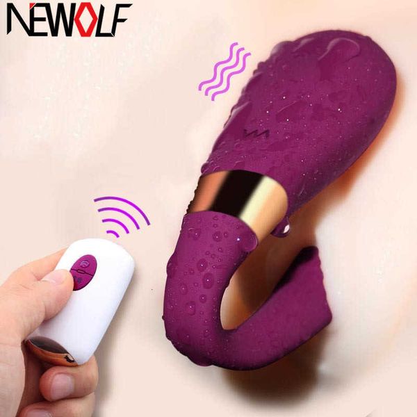 Image of ENH 827518010 toy electric massagers vibrating spear double head vaginal wireless remote control vibrator u shape stimulate vagina clitoris for couple zl2