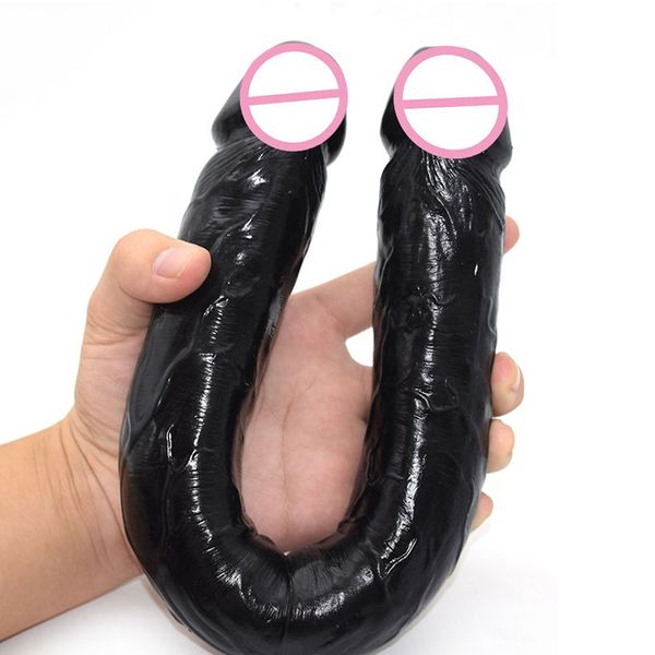 Image of ENH 828518715 toy massager massage luuk double dildo two head super long 43cm pvc health toys for women orgasm vaginal masturbate labia clitoris