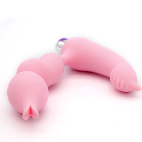 Image of ENH 828518996 toy massager massage silicone rechargeable masturbation labia vaginal clitoris orgasm toy double vibrator for woman g-spot
