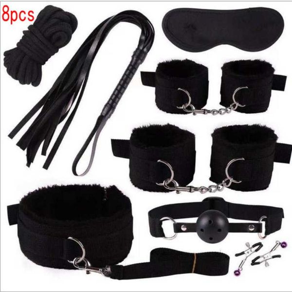 Image of ENH 828788115 full body massager vibrator toy nylon bdsm kits plush bondage set handcuffs games whip gag nipple clamps toys for couples exotic accessories