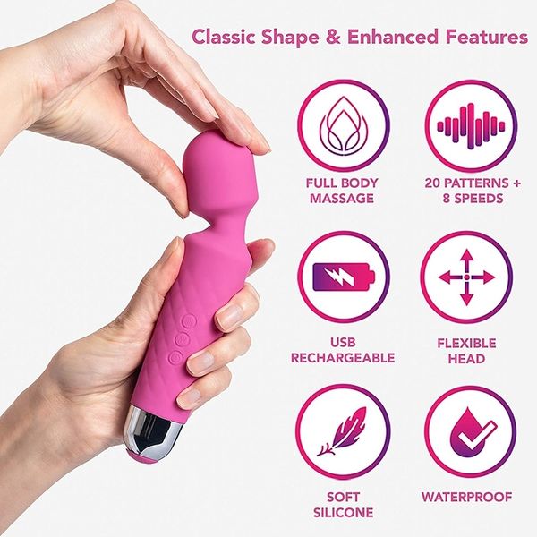 Image of ENH 829355369 toy toy massager av magic stick vibrator usb rechargeable powerful 8 speed frequencies clit anal stimulator safe silicone toys women vghs