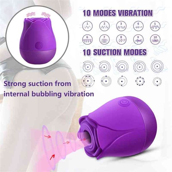 Image of ENH 829355454 toy toy massager rose shape clit sucking vibrator toys for women vagina nipple oral y product female masturbation clitoris climax pt6i