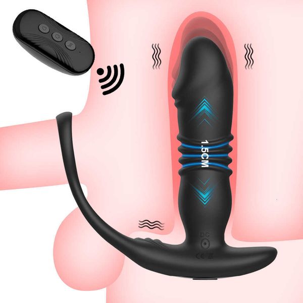 Image of ENH 829514309 toy massager male wireless remote control prostate full automatic telescopic vibrating anal plug masturbation female vestibular