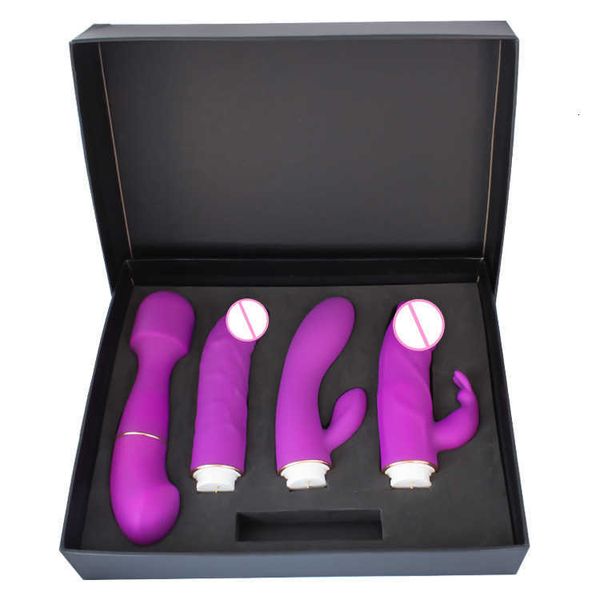 Image of ENH 829993170 toy massager new four piece set of ten frequency vibrator g-spot female masturbator av massage stick supplies
