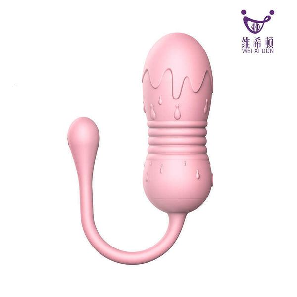Image of ENH 830271443 toy massager libo honey love ice cream wireless remote control internal and external double shock telescopic silent egg vibrating stick adul